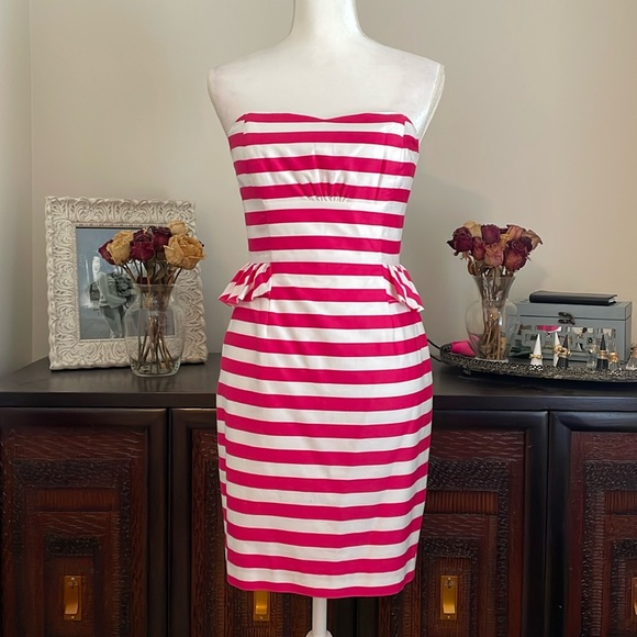 Lilly Pulitzer Azalea Swizzle Stripe Maybell Peplum Dress size 2 - Picture 2 of 12